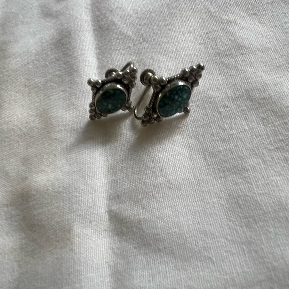 Jewelry - Elegant Vintage Sterling Silver and Turquoise Earrings